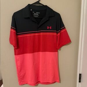 Under Armour Men's Black and Red Polo Shirt
